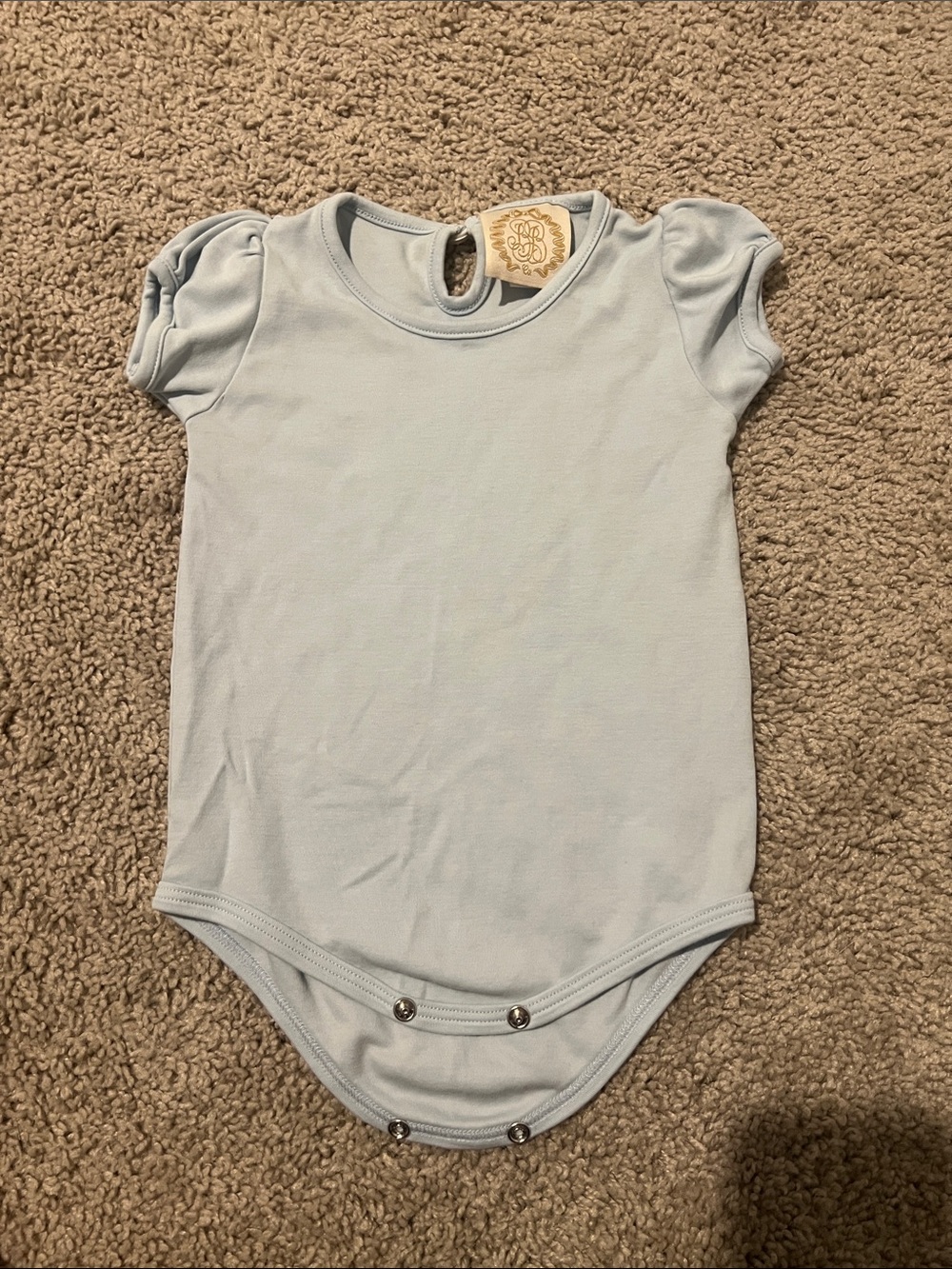 The Beaufort Bonnet Company Light Blue Puff-Sleeve Baby Bodysuit